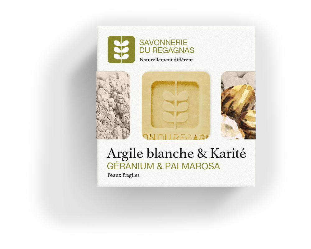 Savon Bio Argile Blanche et Karité – Adoucit les peaux sèches Végan pour  Visage et corps © Regagnas